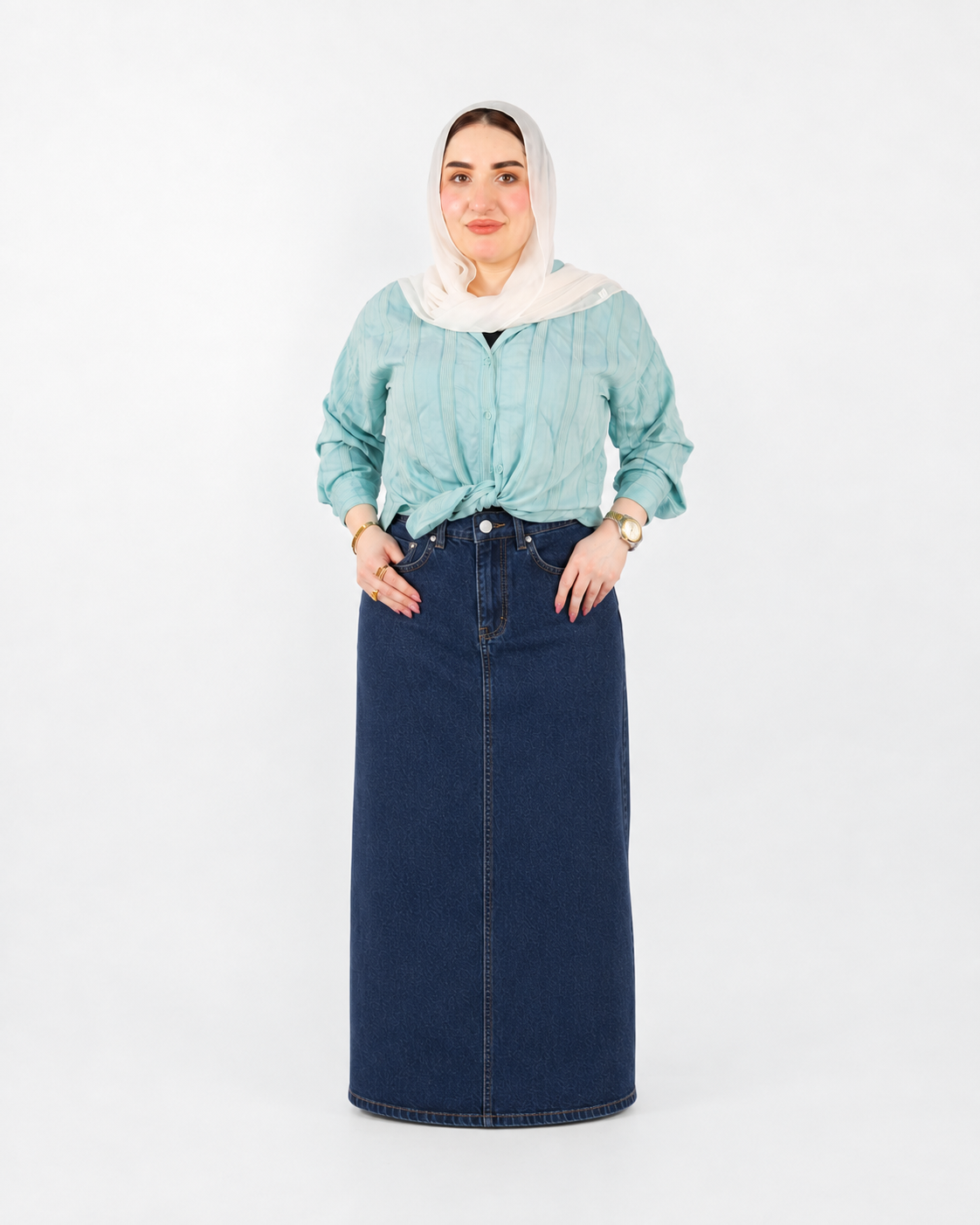 سكيرت جينز كمر سادة