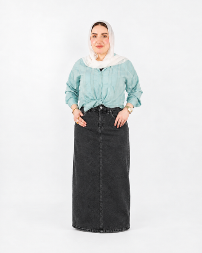 سكيرت جينز كمر سادة