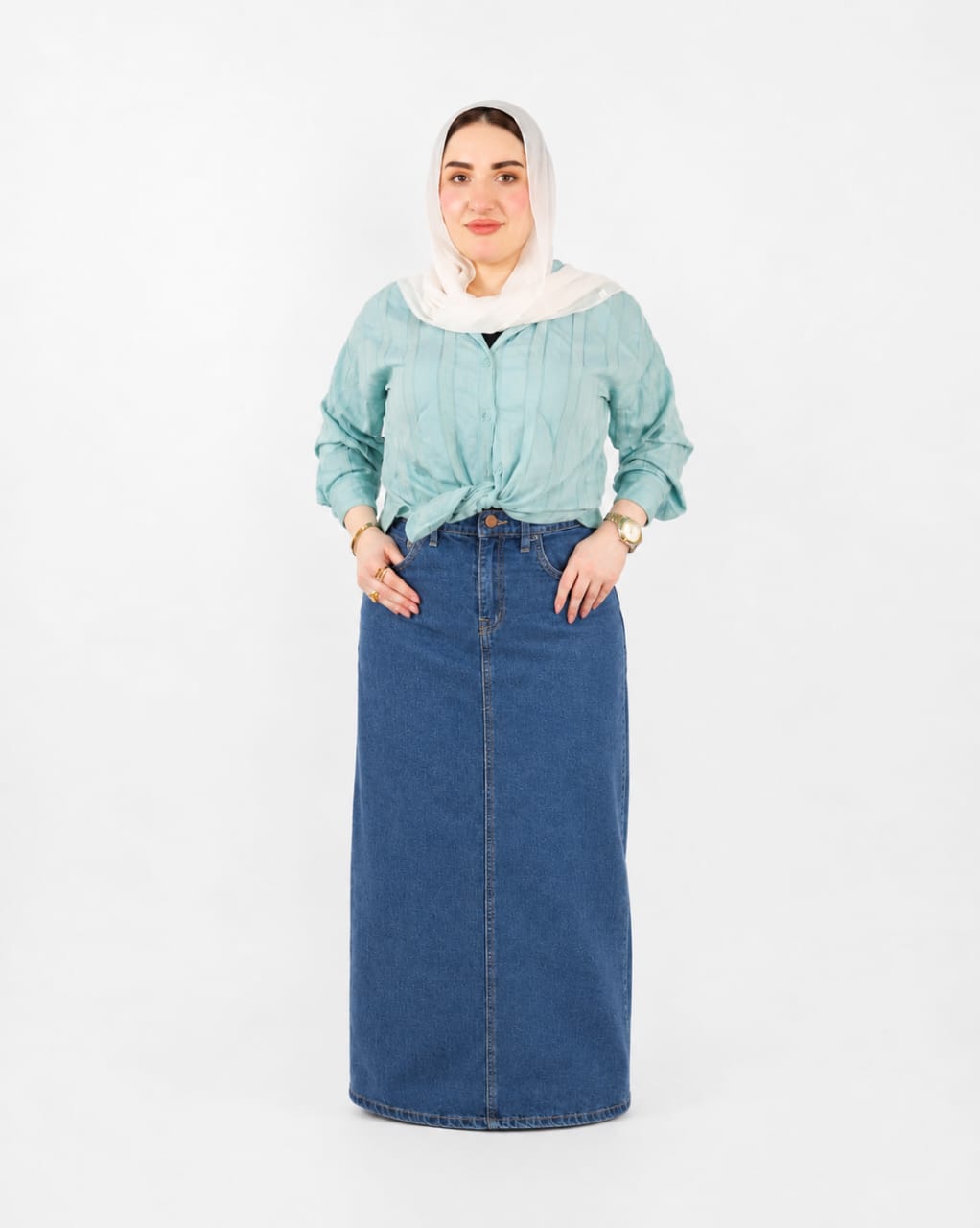 سكيرت جينز كمر سادة