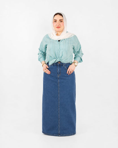 سكيرت جينز كمر سادة