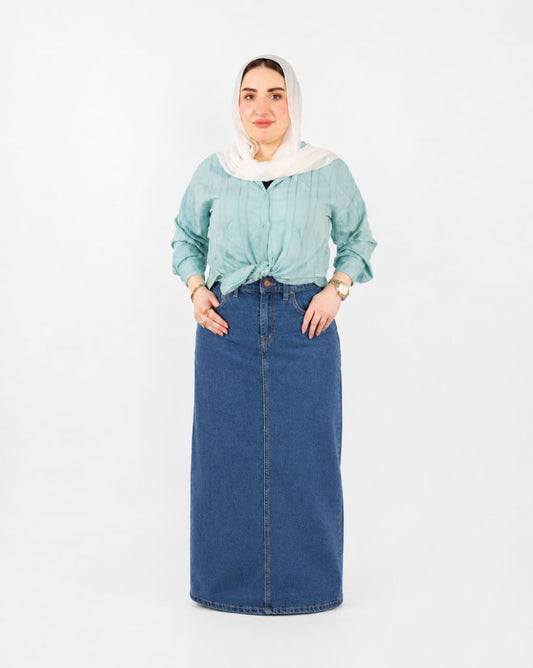 سكيرت جينز كمر سادة