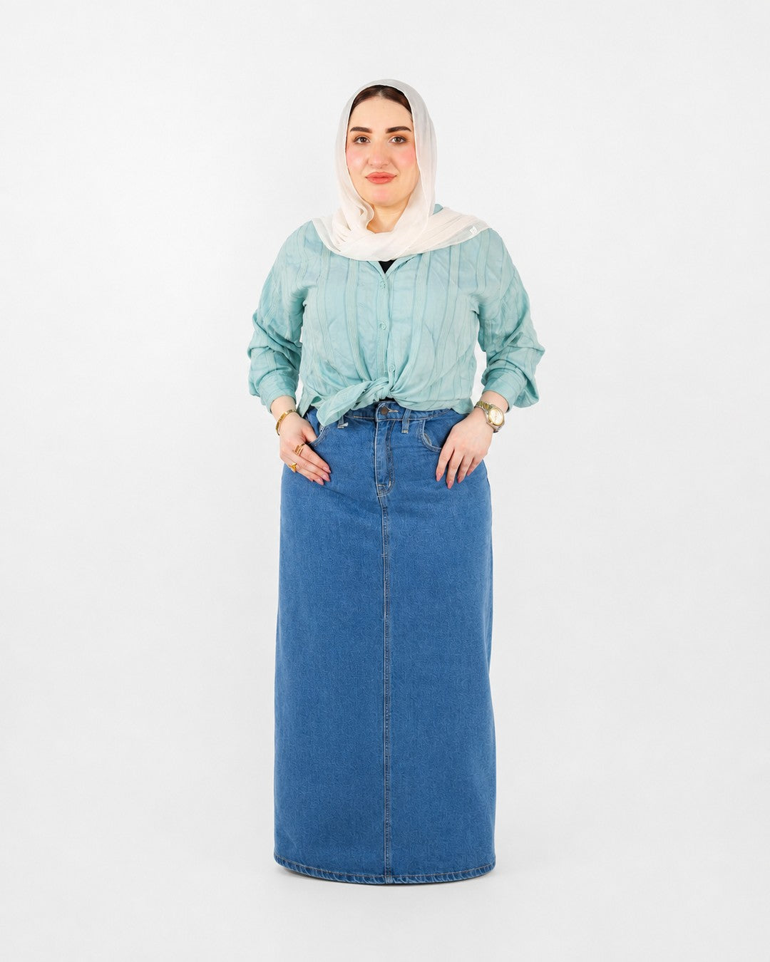 سكيرت جينز كمر سادة