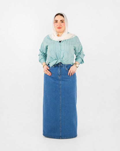 سكيرت جينز كمر سادة